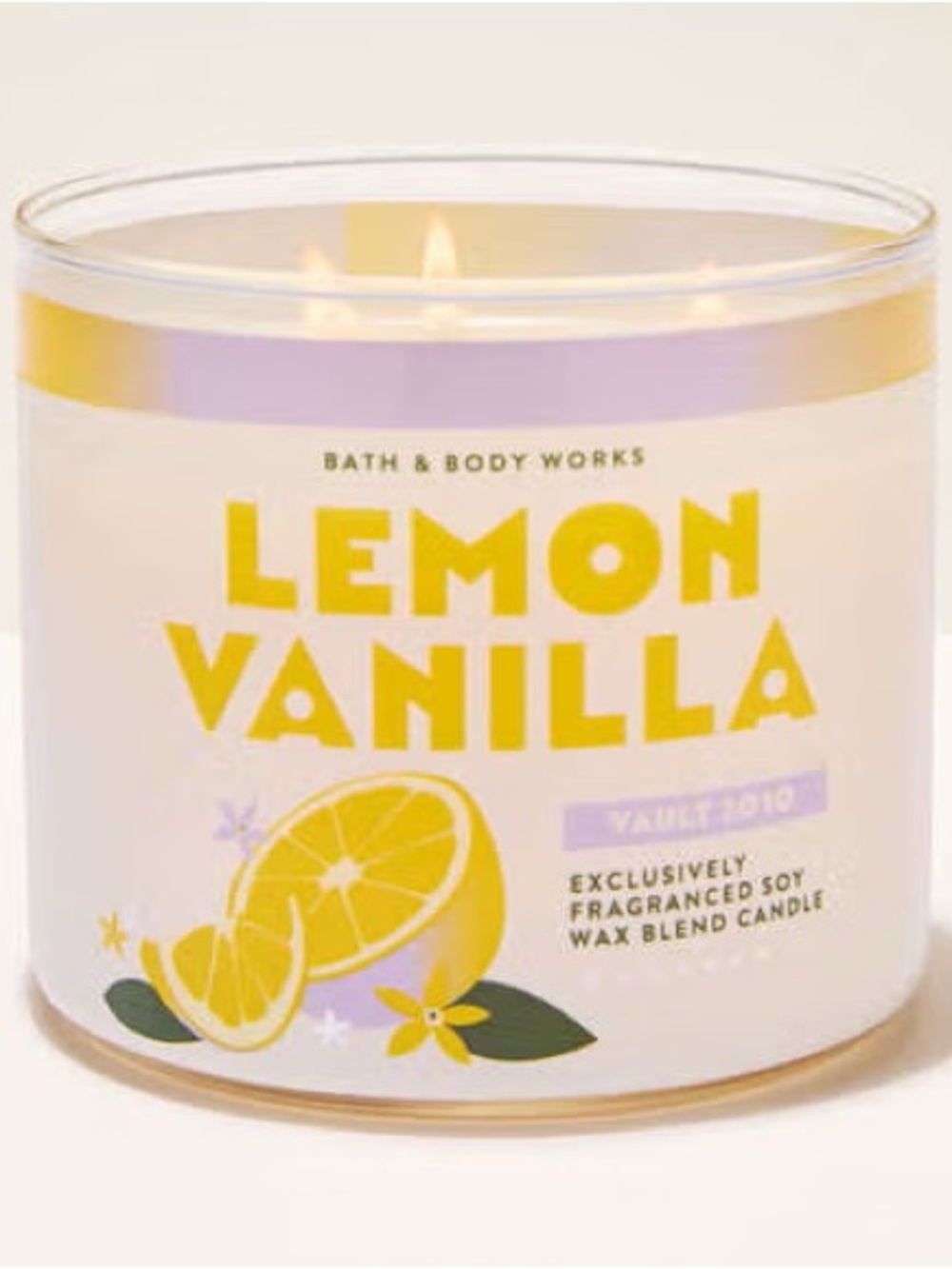 Bath & Body Works Lemon Vanilla 3-Wick Candle - Yellow & Lavender Accent